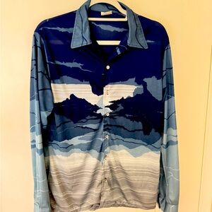 Vintage Blue Psychedelic Dress Shirt